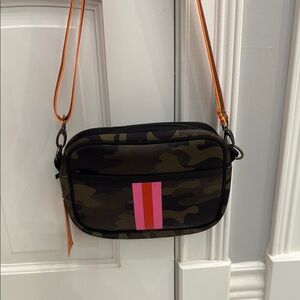 Camouflage Belt Bag with Pink Accent
